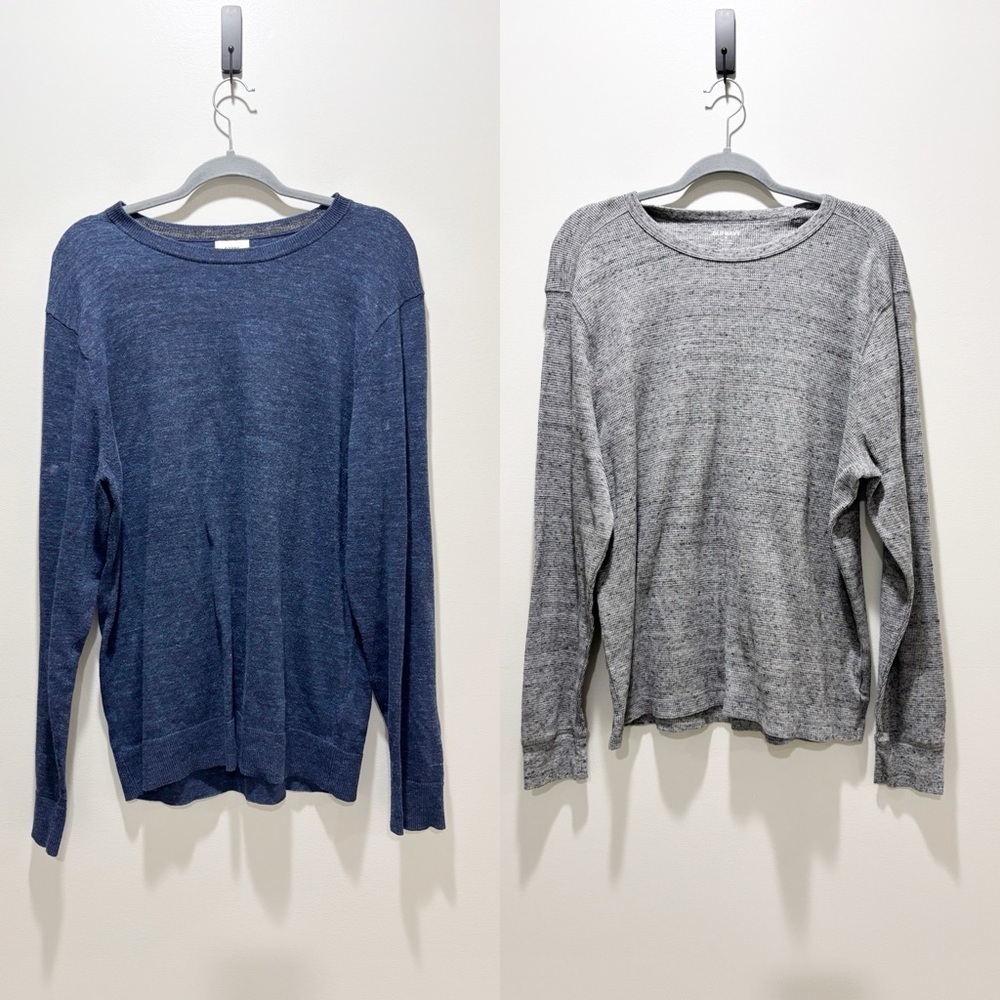Old Navy Men’s Bundle (2) Navy and Grey Long Sleeve Shirts Size L/XL